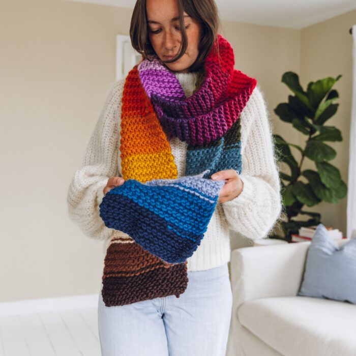 Rainbow Scarf - Knitting Pattern - Lauren Aston Designs