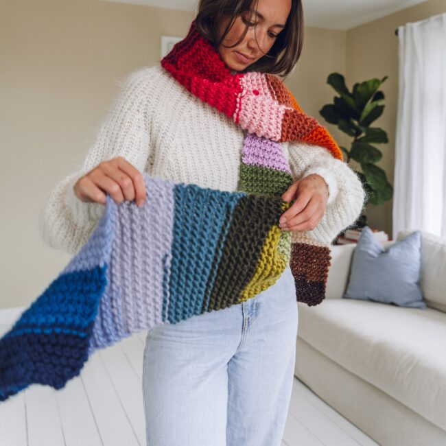 Rainbow Scarf - Knitting Pattern - Lauren Aston Designs
