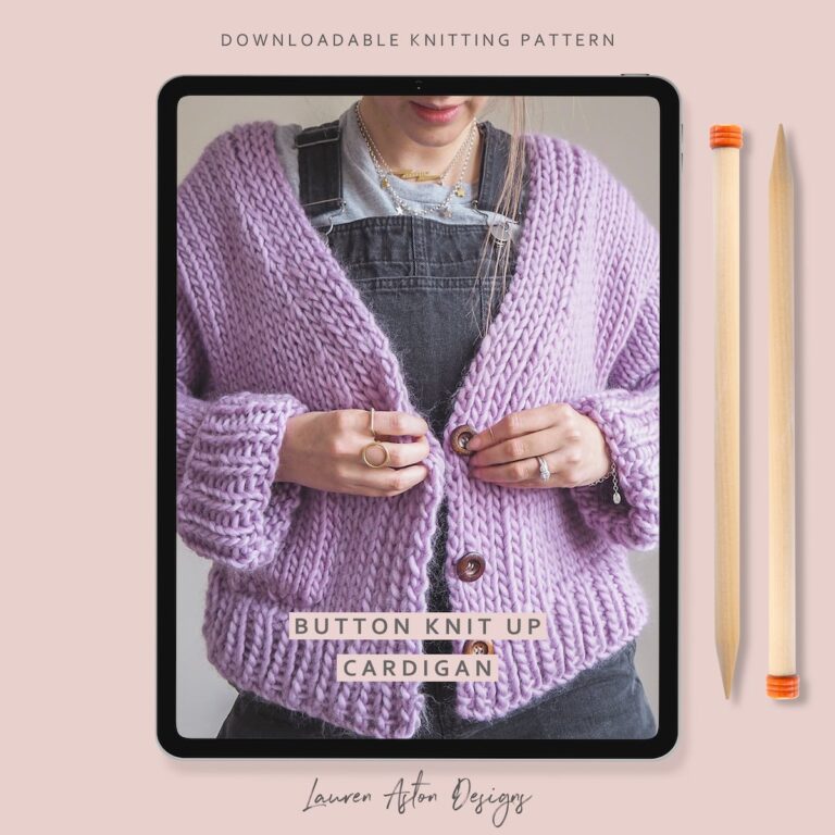 Button Knit Up Cardigan Knitting Pattern Lauren Aston Designs 