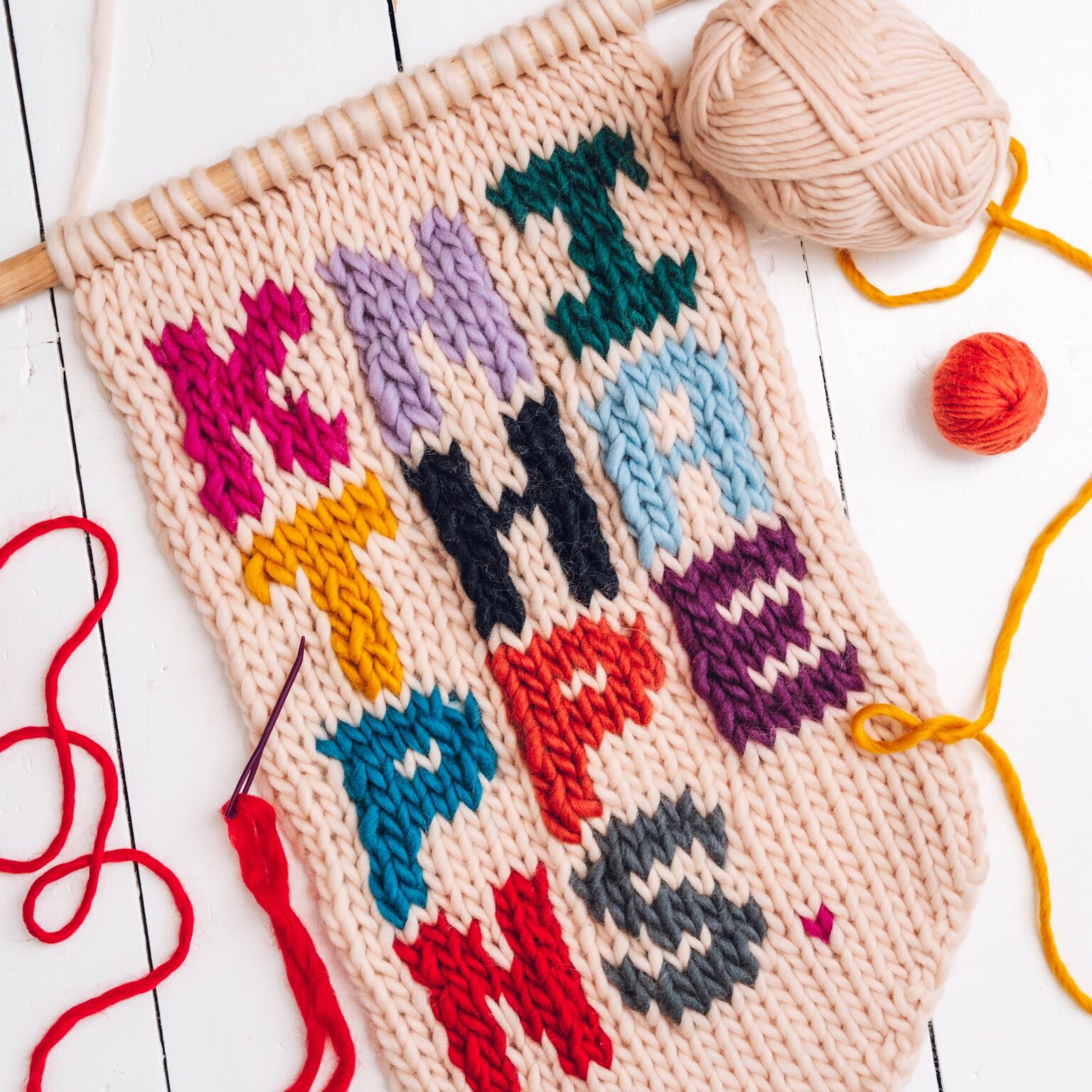 Knit Kit Slogan Wall Hanging 'you Can' Hanging Banner Knitting Kit 